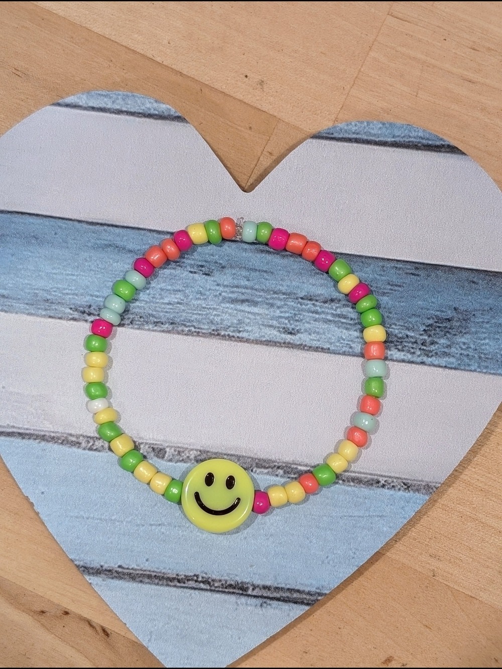 Smiley Bead Bracelet Neon Multi